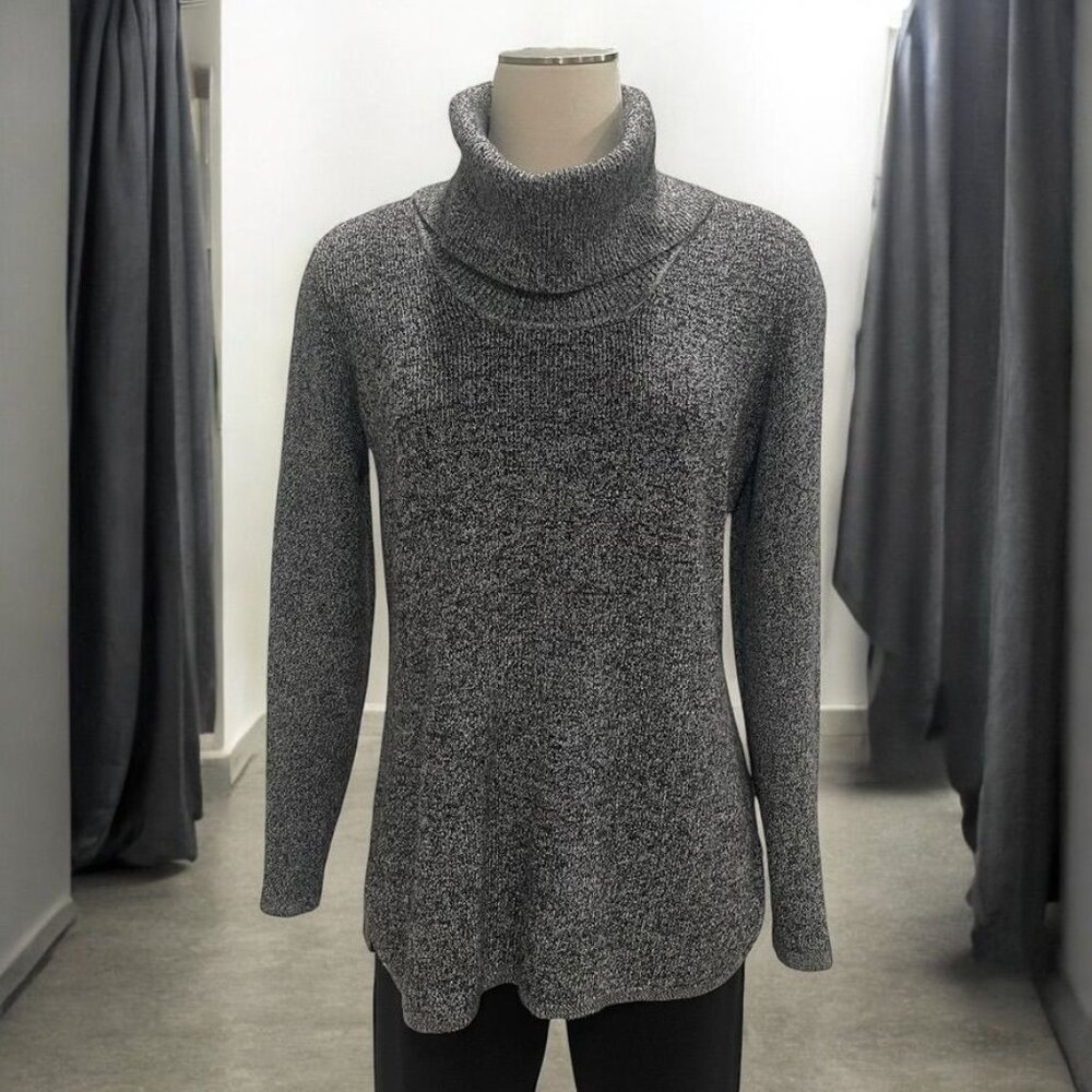 Calvin Klein Black White Turtleneck Sweater Cozy Soft Knit Minimalist Fall Basic